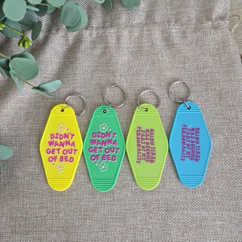 Funny Motel Keychain, Retro Hotel Key Tag, Sleepy Introvert Car Accessories,